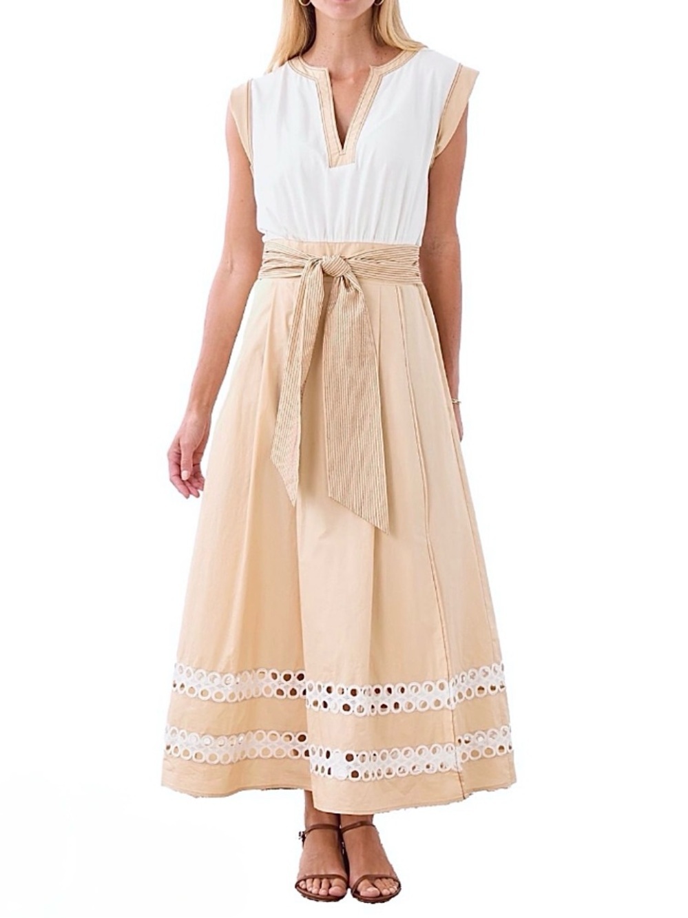 Cartolina Isadora Sleeveless Midi Dress Pebble Size Small NWOT